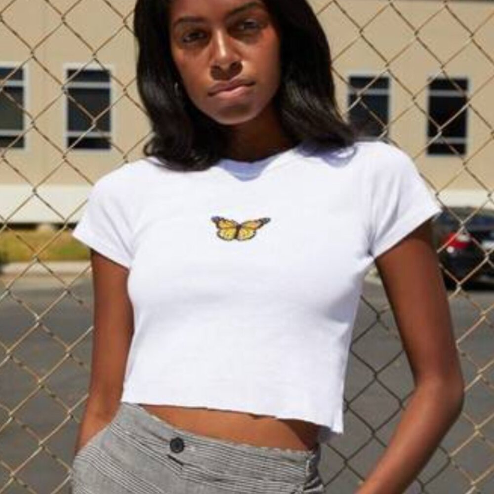 Cute basic John Galt Butterfly Crop Top